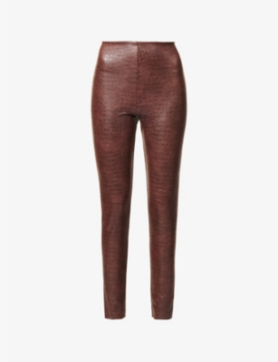 Commando Stretch Faux Croc-effect Leather Leggings In Brown Croc