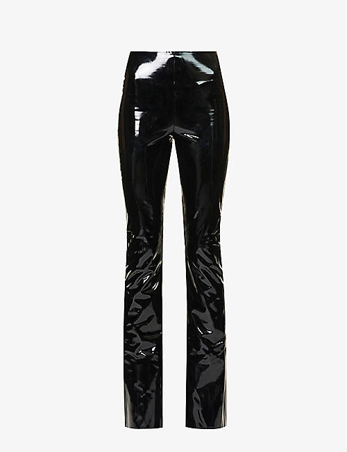 COMMANDO: Flared high-rise patent faux-leather trousers