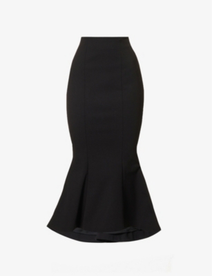 BALMAIN: Panelled flared-hem cotton-blend midi skirt