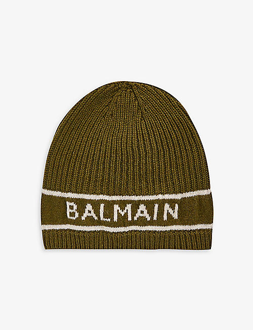 BALMAIN: Branded cashmere and wool-blend beanie