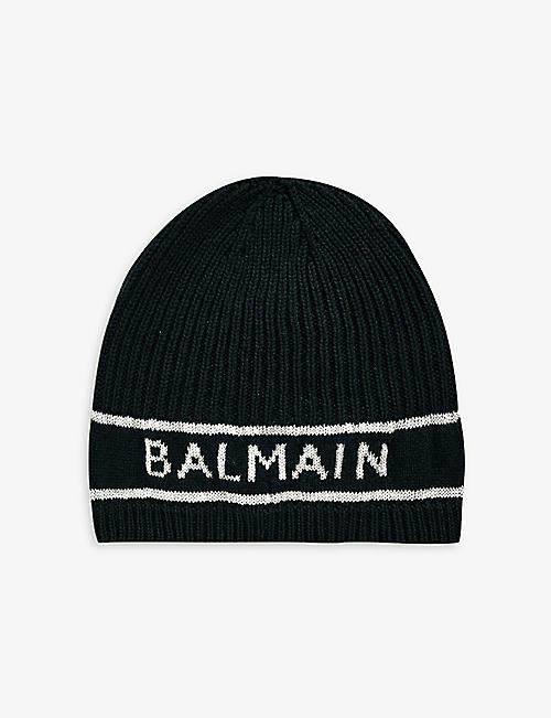 BALMAIN: Branded cashmere and wool-blend beanie