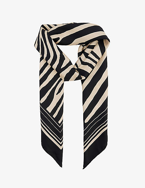 BALMAIN: Zebra-print silk-twill scarf