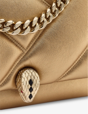 Shop Bvlgari Womens Gold Serpenti Cabochon Maxi Chain Quilted Leather Cross-body Bag