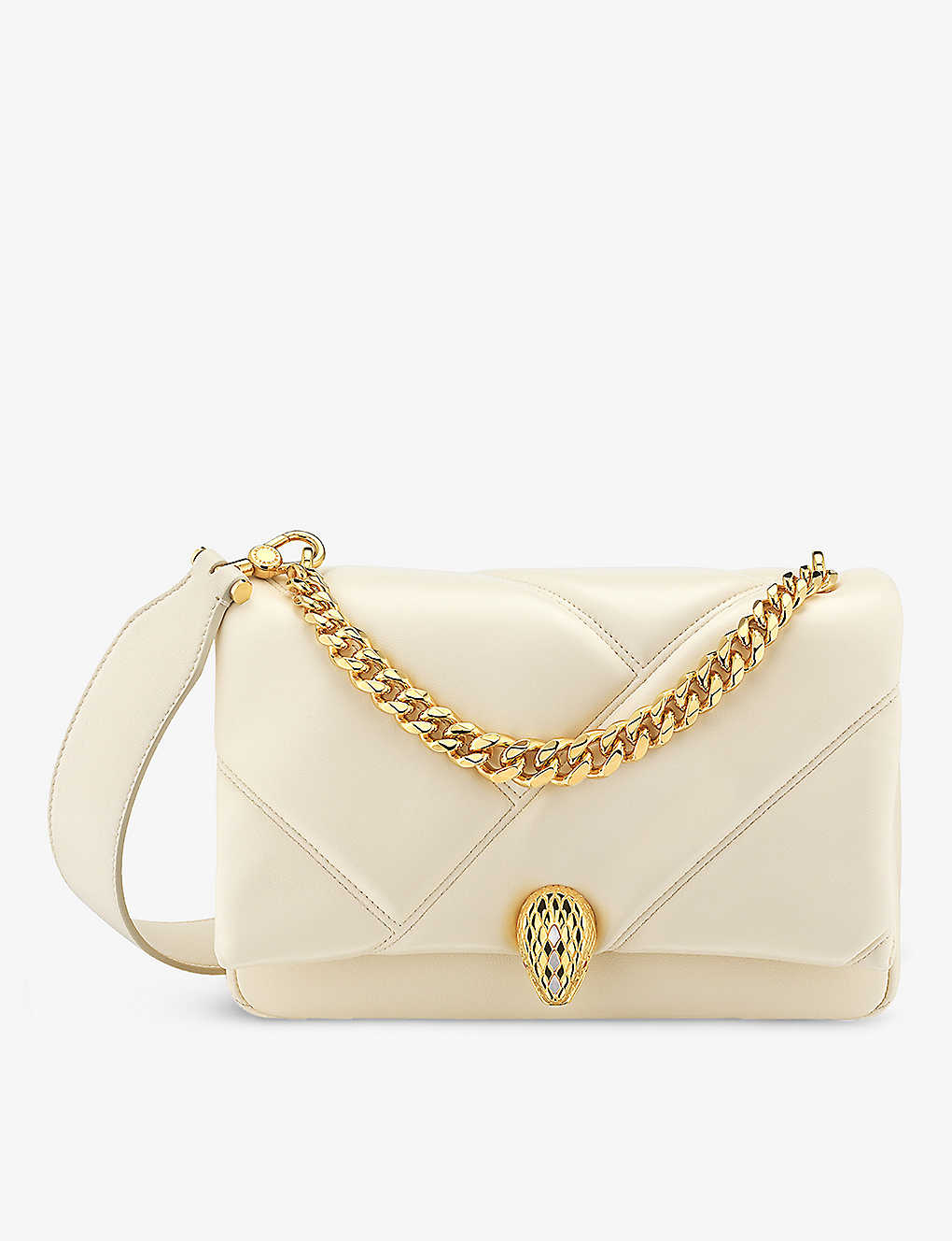 Bvlgari Womens White Serpenti Cabochon Maxi Chain Quilted Leather Cross-body Bag
