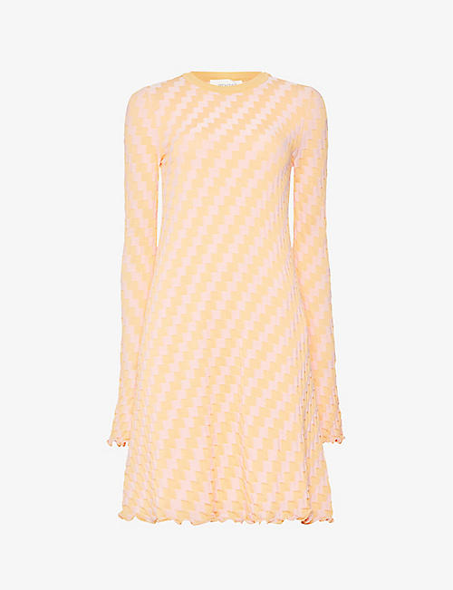 SPORTMAX: Valette geometric-motif cotton-knit mini dress