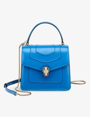 Bvlgari Serpenti Forever Leather Top-handle Bag In Blue
