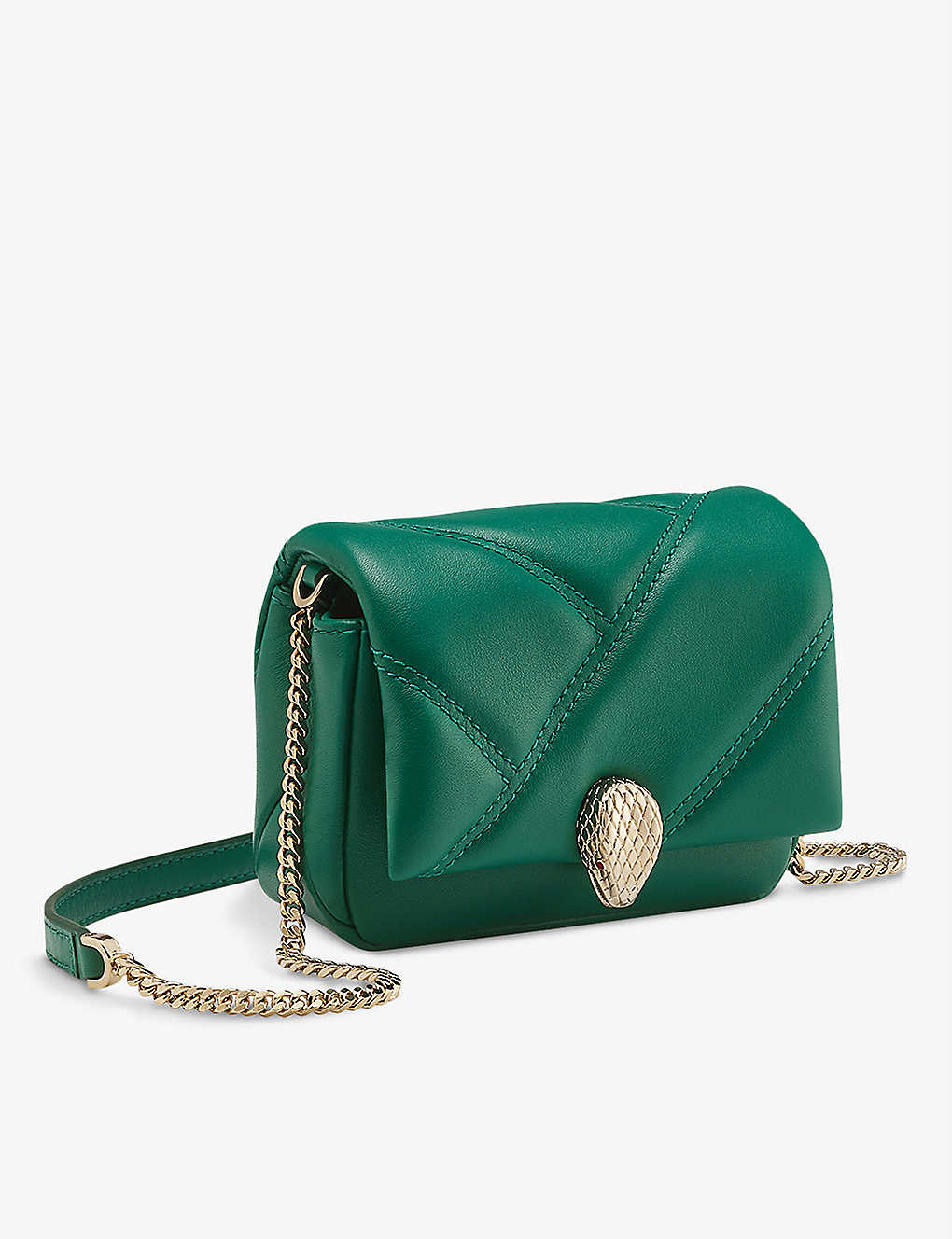 Bvlgari Womens Jade Green Serpenti Cabochon Leather Shoulder Bag
