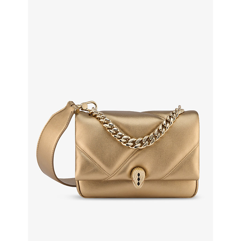 Bvlgari Womens Gold Serpenti Maxi Cabochon Small Leather Cross-body Bag