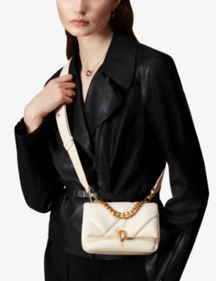 Shop Bvlgari Womens White Serpenti Maxi Cabochon Small Leather Cross-body Bag
