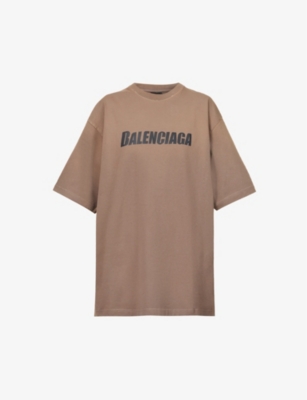 BALENCIAGA Logo print boxy fit stretch cotton T shirt Selfridges