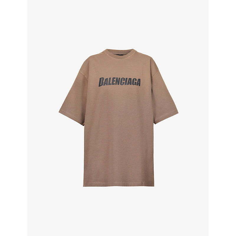 Vores firma stereoanlæg Billy ged Balenciaga Logo-print Cotton T-shirt In Brown | ModeSens