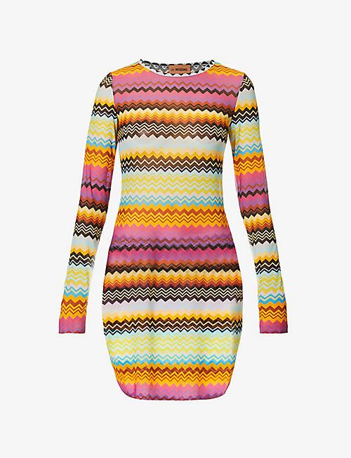 MISSONI: Zigzag semi-sheer knitted cover-up