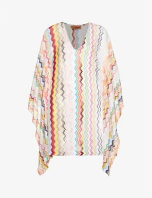 MISSONI：锯齿图案针织罩衫式迷你连衣裙