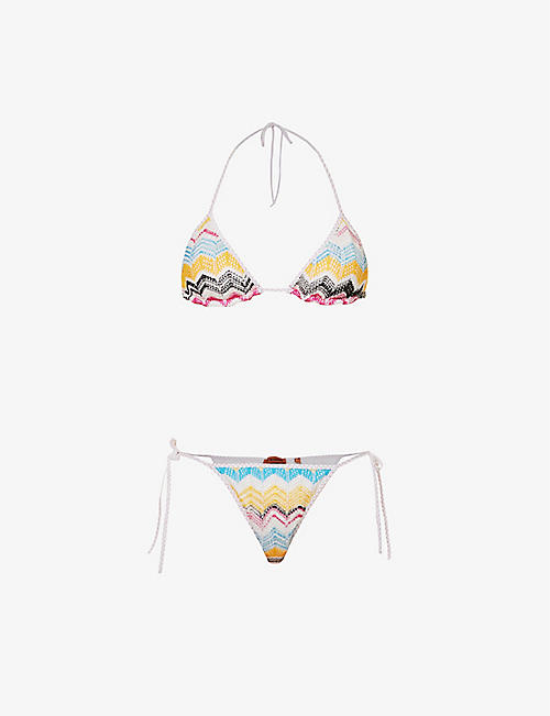 MISSONI: Abstract-patterned triangle rayon bikini