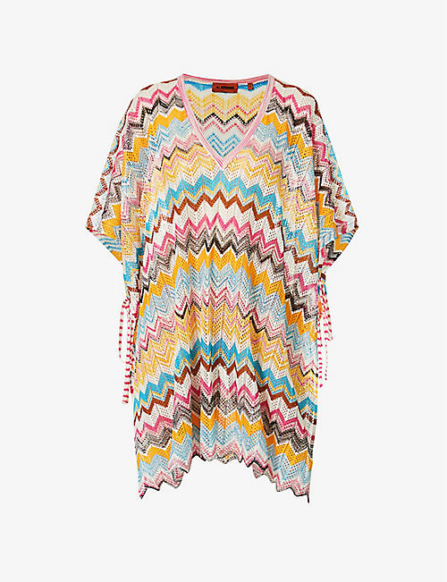 MISSONI: Chevron-print relaxed-fit knitted cover-up