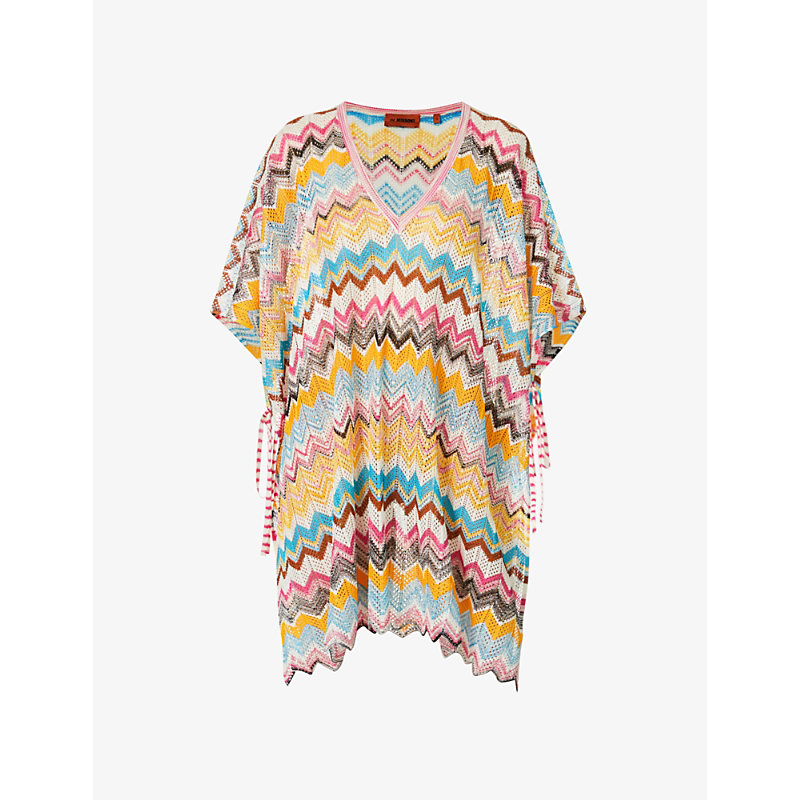 MISSONI MISSONI WOMEN'S BT004R - MULTI CHEVRON CHEVRON-PRINT RELAXED-FIT KNITTED COVER-UP,64237153