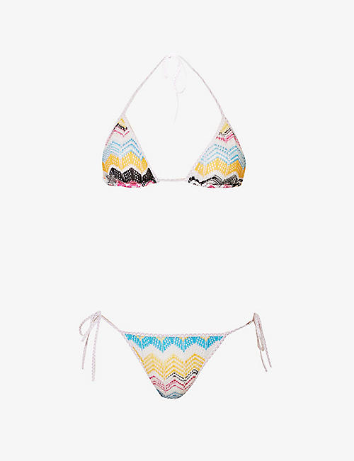 MISSONI: Abstract-patterned triangle knitted bikini
