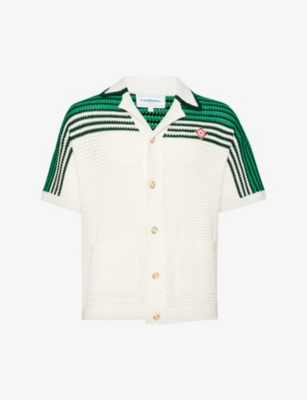 Casablanca Tennis Crochet Shirt In Green  White