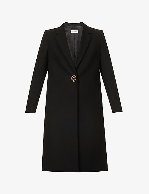 DRIES VAN NOTEN: Single-breasted notched-collar cotton coat