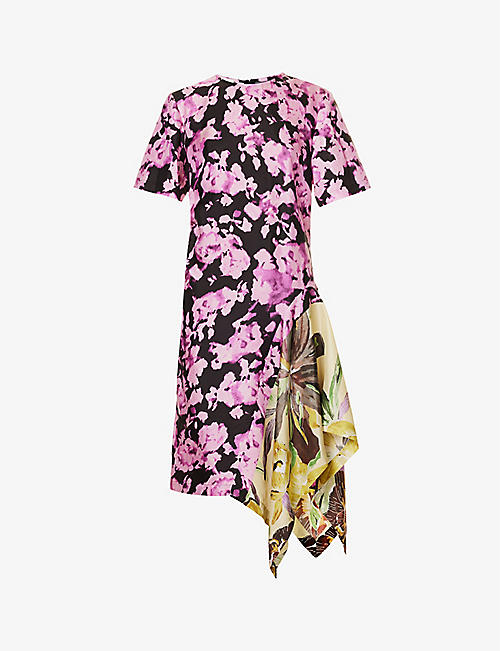 DRIES VAN NOTEN: Floral-print silk midi dress