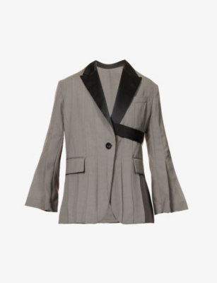 Sacai Pleated Blazer In Taupe