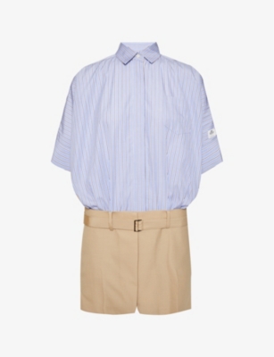 Sacai X Thomas Mason Striped Cotton-poplin Shirt Dress In