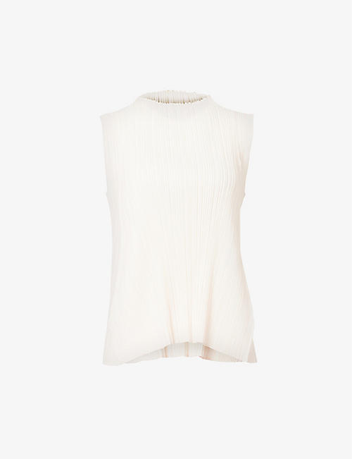 PLEATS PLEASE ISSEY MIYAKE: Mellow pleated sleeveless regular-fit knitted top