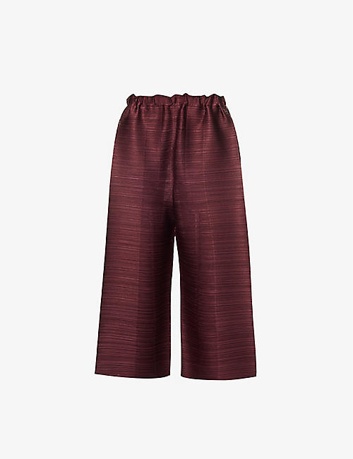 PLEATS PLEASE ISSEY MIYAKE: Route wide-leg mid-rise knitted trousers