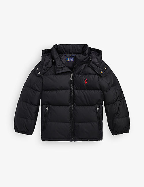RALPH LAUREN: Logo-embroidered hooded recycled polyester-down jacket 6-9 years