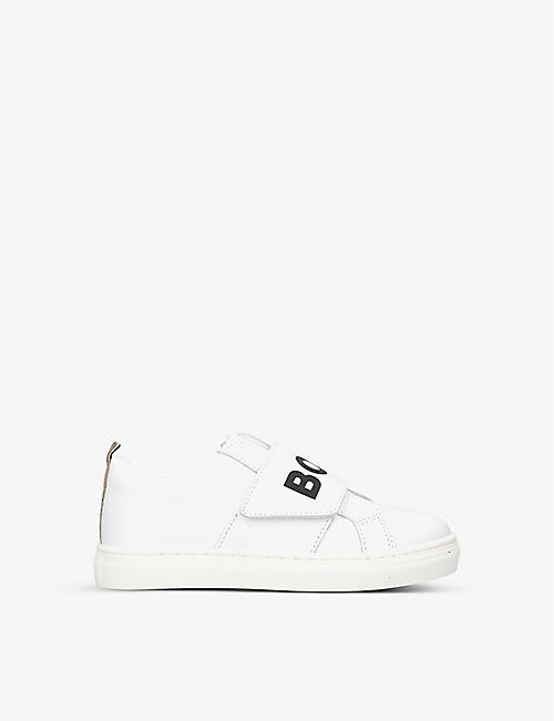 BOSS: Logo-strap leather low-top trainers 2-7 years