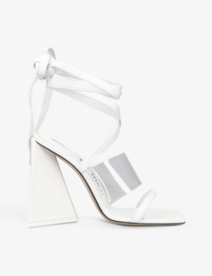 Attico Isa 115 Lace-up Leather And Pvc Heeled Sandals In White