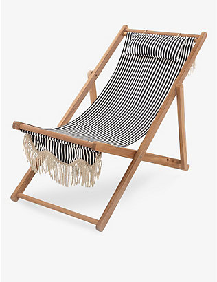 BUSINESS & PLEASURE CO.: The Sling fringe-trim woven deck chair