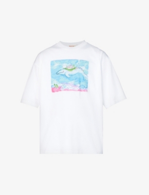 Marni Graphic-print Short-sleeve T-shirt In Lily White | ModeSens