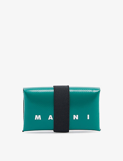 MARNI: Logo-print fold-over woven wallet