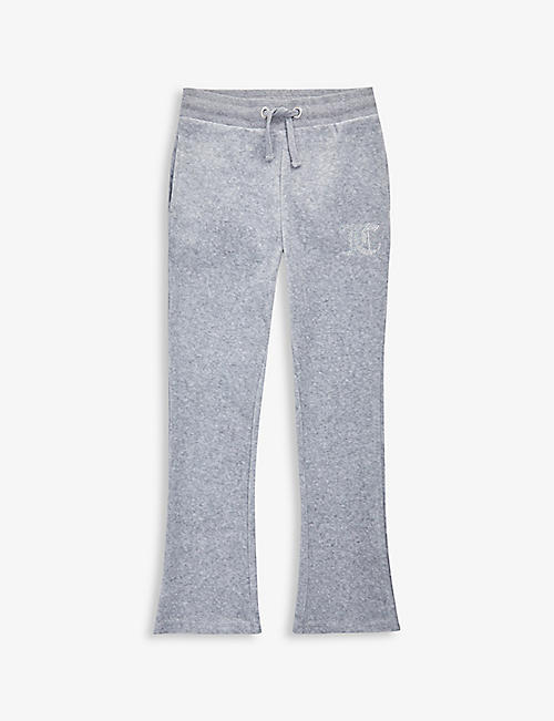 JUICY COUTURE: Diamante-embellished bootcut velour jogging bottoms 14-16 years