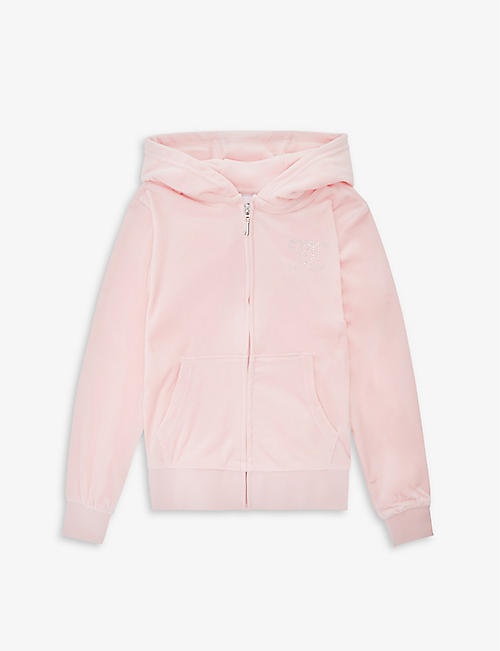 JUICY COUTURE: Diamante-embellished stretch-velour hoody 7-16 years