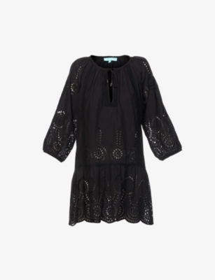 Melissa Odabash Womens Black Ashley Scalloped-hem Cotton Cover-up