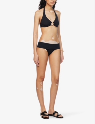 Shop Melissa Odabash Women's Black Brussels Elasticated-waist High-rise Bikini Bottoms