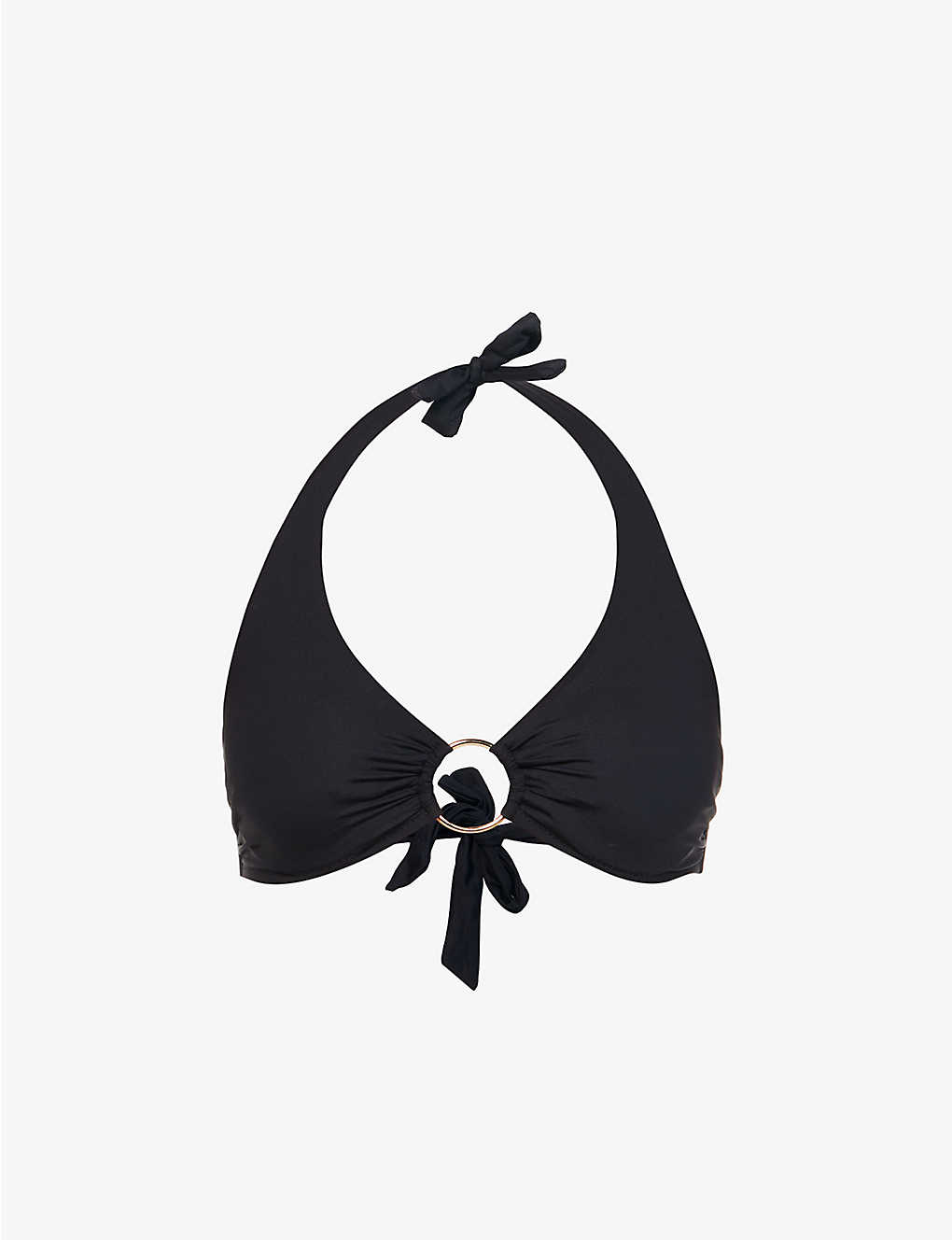 Shop Melissa Odabash Brussels Ring-embellished Halter-neck Bikini Top In Black