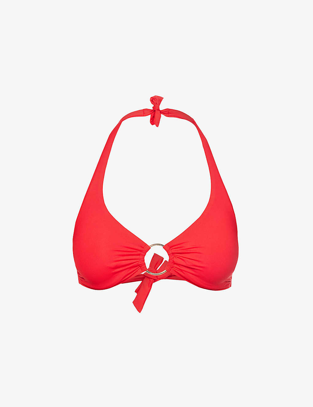 Melissa Odabash Brussels Ring-embellished Halter-neck Bikini Top In Red