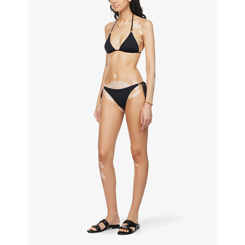 Shop Melissa Odabash Women's Black Cancun Self-tie Mid-rise Bikini Bottoms