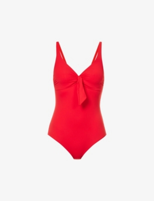 Shop Melissa Odabash Lisbon Bow-embellished Swimsuit In Red