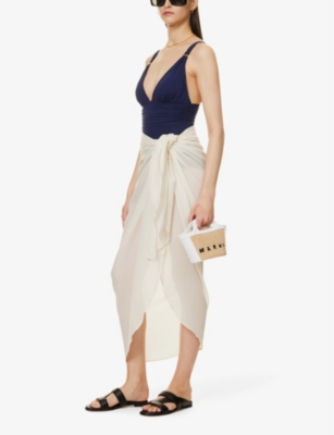 Melissa Odabash Naples Plunge Cotton One-piece Swimsuit In Navy