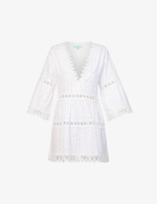 Shop Melissa Odabash Womens White Victoria Semi-sheer Cotton Cover-up