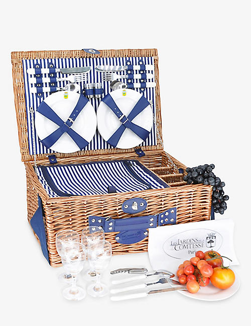 LES JARDINS DE LA COMTESSE: Fontainebleau wicker picnic basket set for 4 people