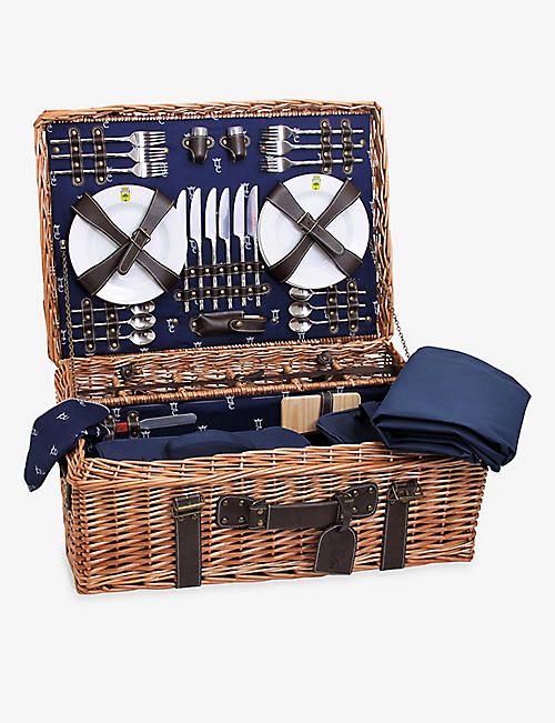 LES JARDINS DE LA COMTESSE: Champs-Elysées six-person wicker picnic basket and cutlery set 62cm