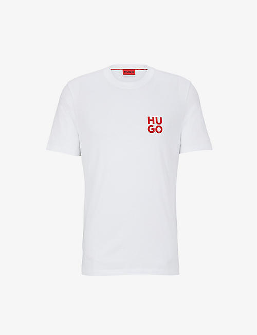 HUGO: Logo-print crewneck cotton-jersey T-shirt