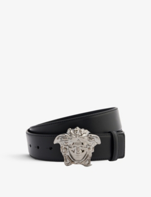 VERSACE: Medusa brand-plaque leather belt