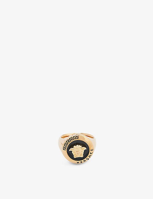 VERSACE: Medusa gold-toned brass and enamel ring