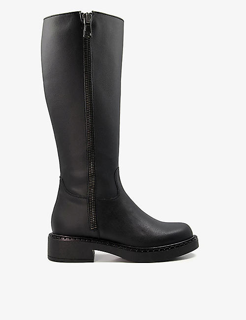 DUNE: Treasured knee-high faux-leather heeled boots